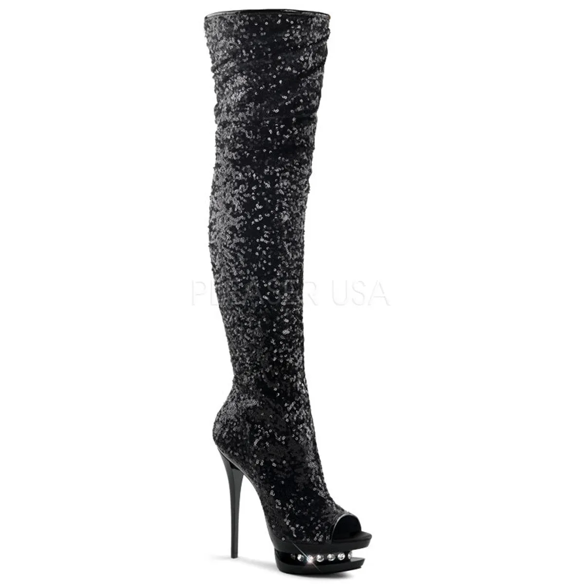 6 Inch Heel BLONDIE-R-3011 Black Sequins