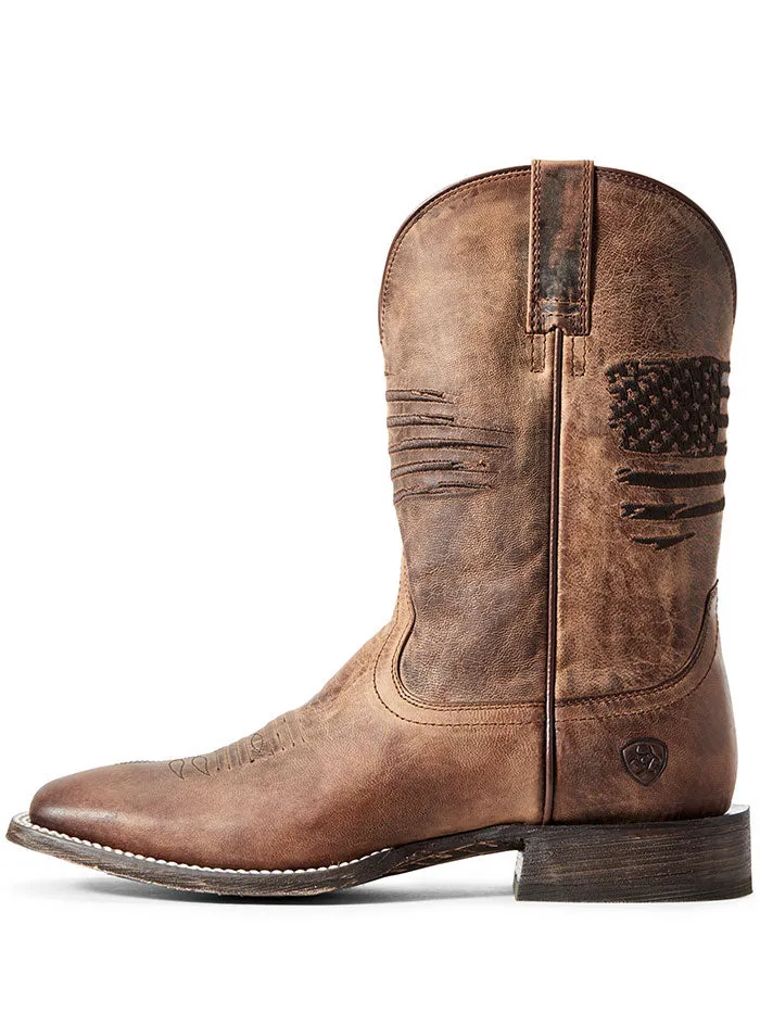 Ariat 10029699 Mens Circuit Patriot Embroidery Flag Western Boot Tan