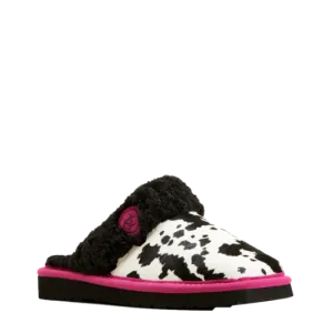 Ariat Ladies Jackie Pink Pony Cow Print Slippers AR2830-970