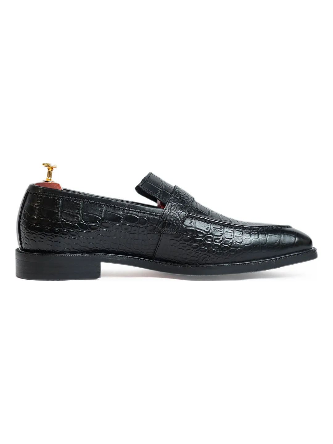 Azure Black Croc Monk Slip On