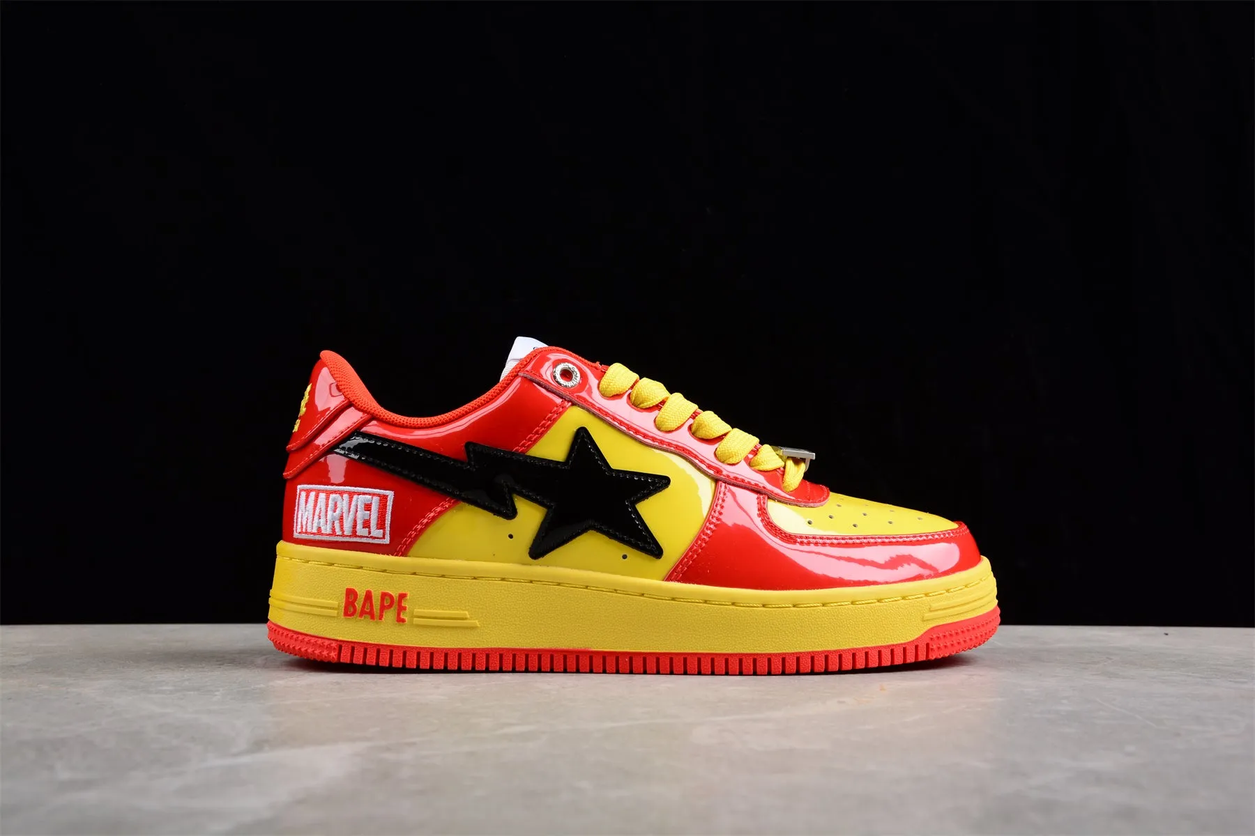 BAPE STA Low-Top Sneakers in Red and Yellow Iron Man Edition