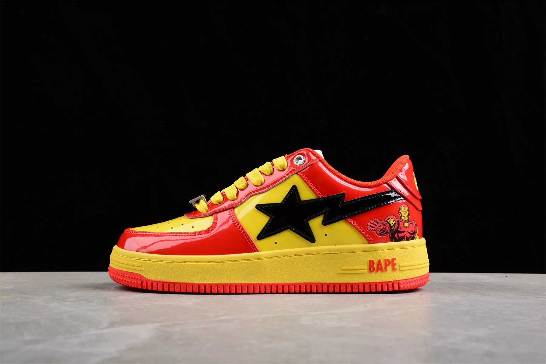 BAPE STA Low-Top Sneakers in Red and Yellow Iron Man Edition