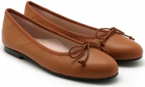 Beberlis Tan Tibest Luggage Pattern Leather Classic Flats