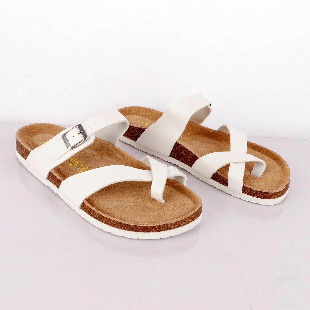 Big Brave "Birkenstock" Mayari Mocha Slippers - White