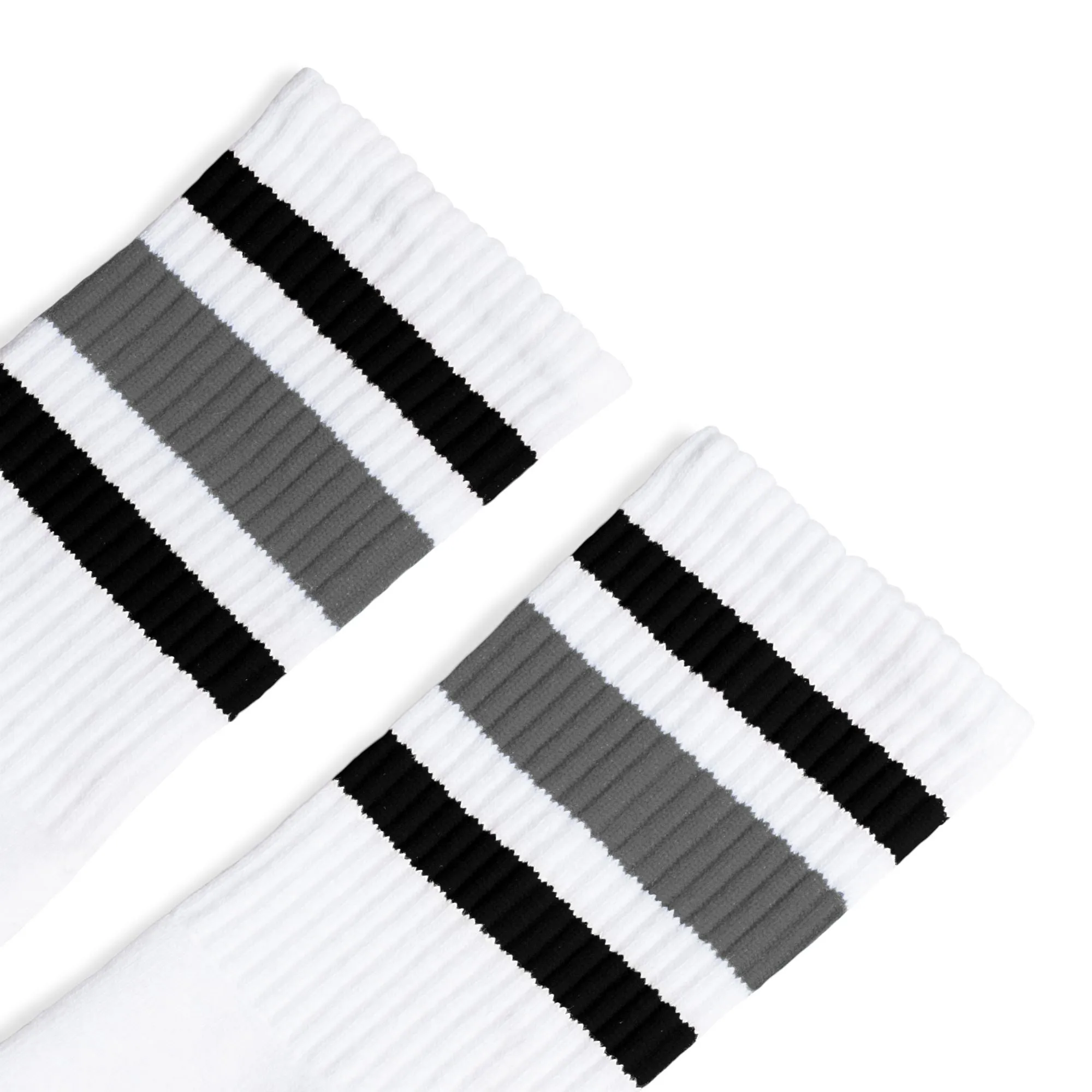 Black and Grey Striped Socks | White