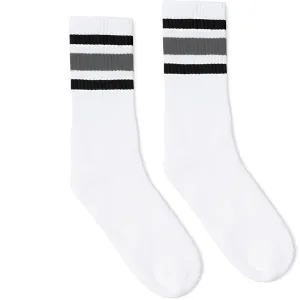 Black and Grey Striped Socks | White