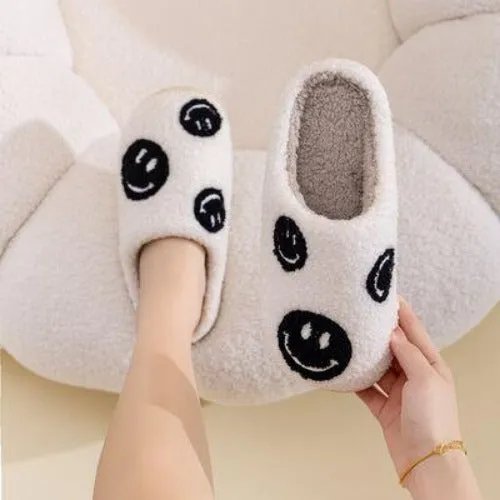 Black Smiley Face Slippers