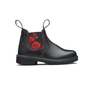 Blundstone Black With Red Rose Elastic Kids' Boot