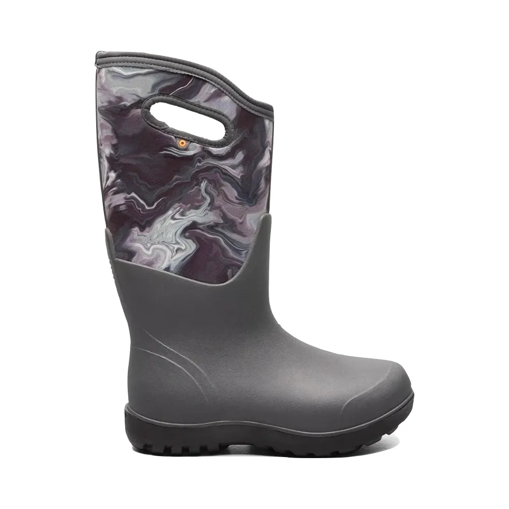 Bogs Women's Neo-Classic Oil Twist Waterproof Pull On Boots (Grey Multi)