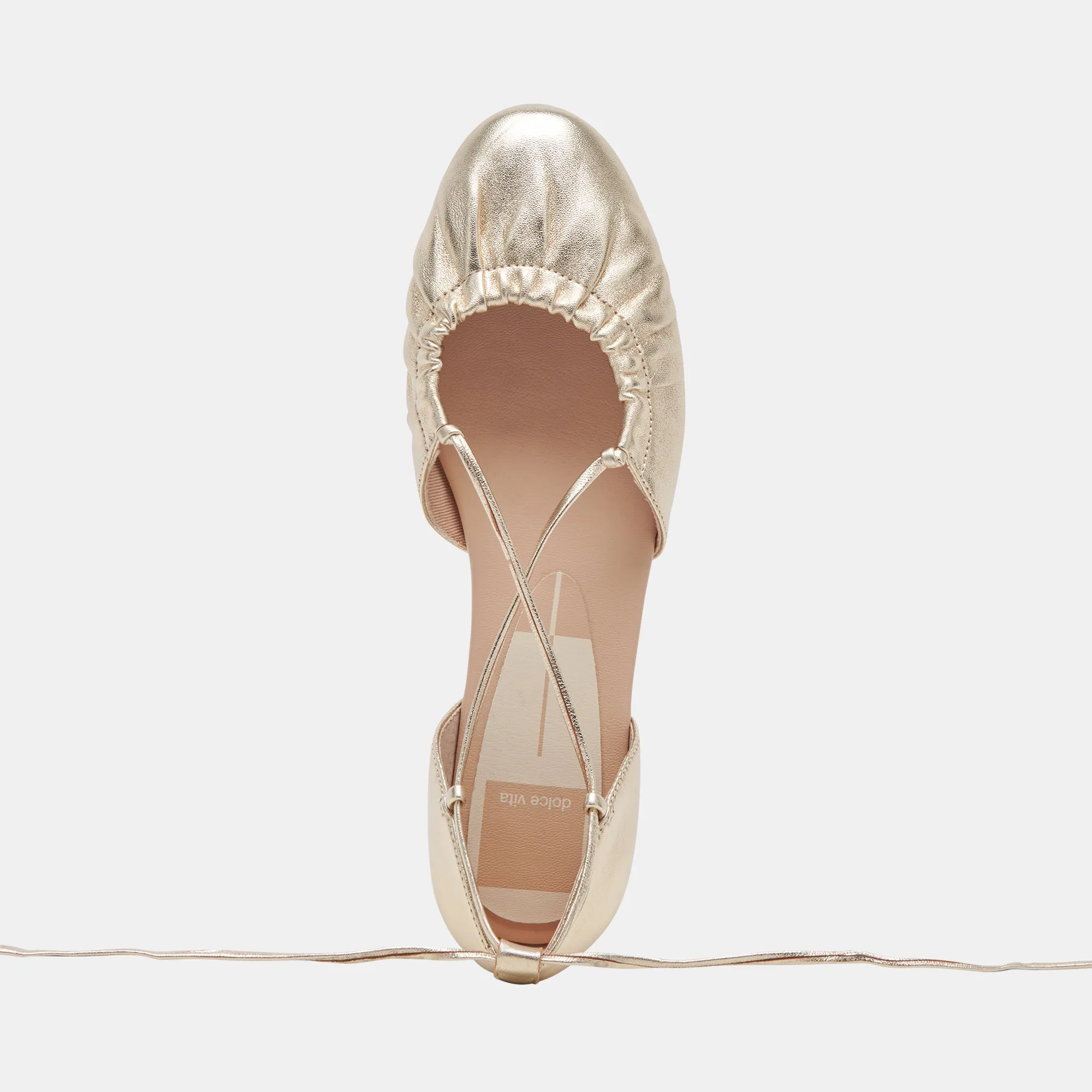 CANCUN BALLET FLATS LIGHT GOLD METALLIC LEATHER