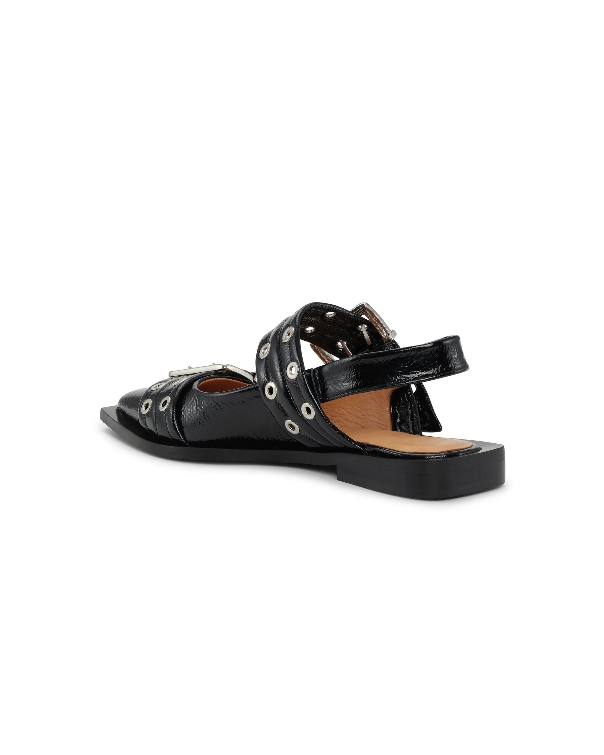 Chunky Buckle Ballerina Naplack - Black