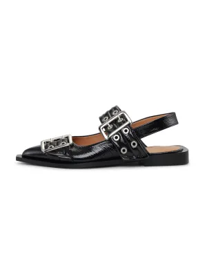 Chunky Buckle Ballerina Naplack - Black