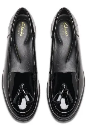 Clark Havisham Edge black patent wide fit