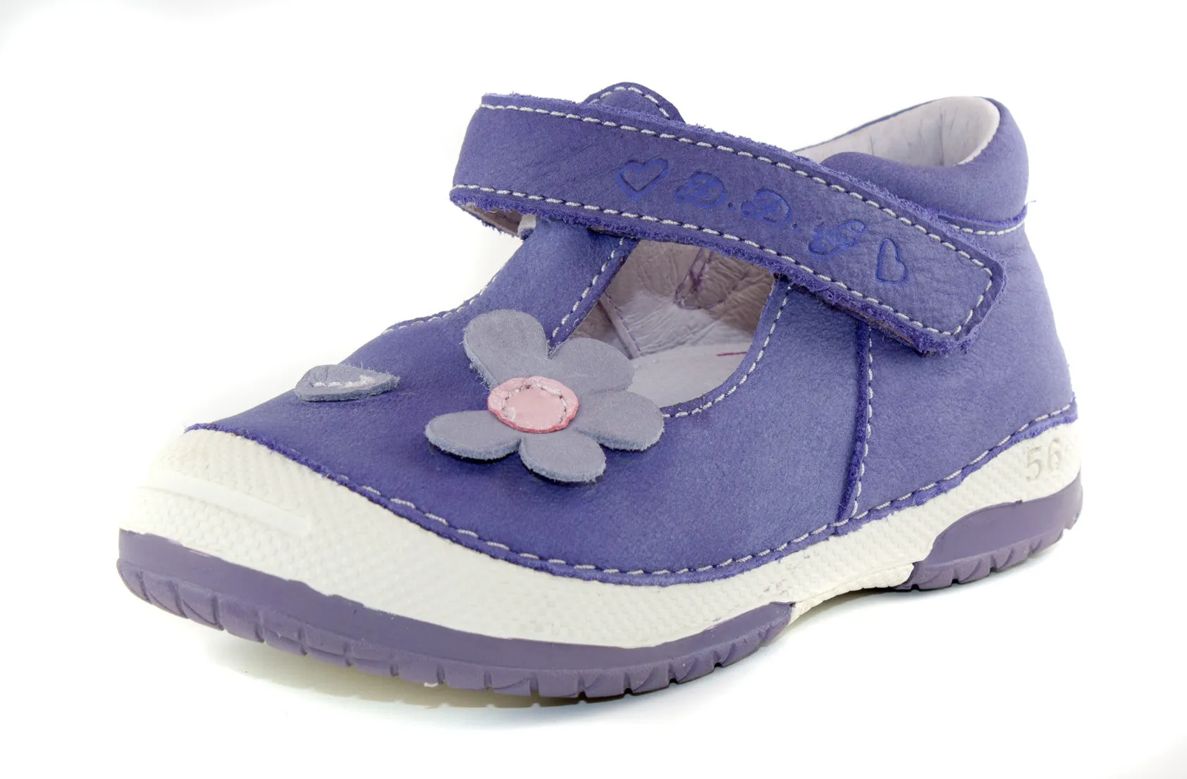 Comfortable Shoes For Girls D.D. Step toddler single strap girl sandals/dress shoes violet with flower size US 4-8.