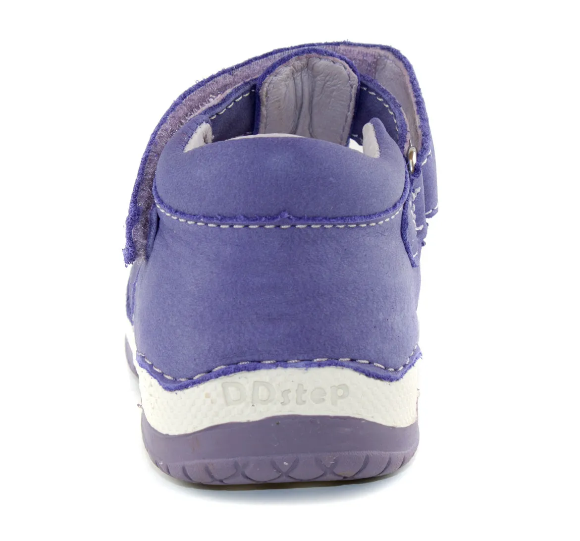 Comfortable Shoes For Girls D.D. Step toddler single strap girl sandals/dress shoes violet with flower size US 4-8.