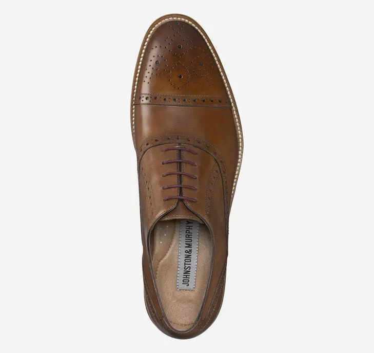 CONARD TAN ITALIN CALF SKIN | Men's Johnston & Murphy Conard Cap Toe Tan Italian Calfskin at Brandy's Shoes Made in USA