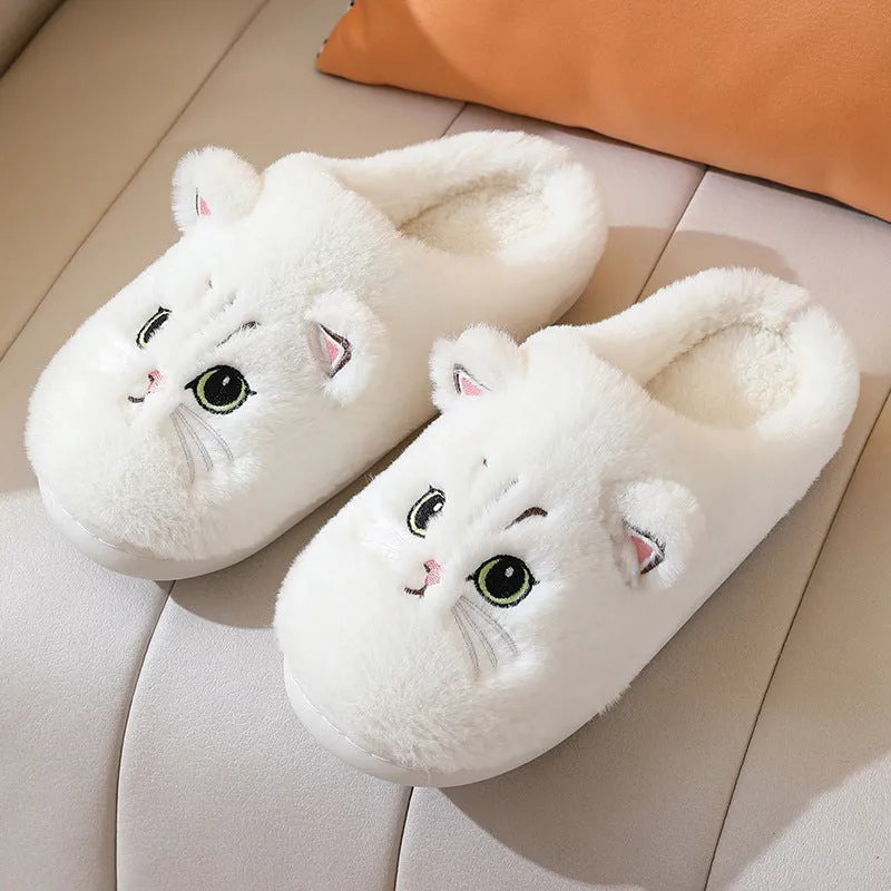 Cozy Autumn & Winter Cotton Slippers for Couples – Adorable Kitty Cartoon Design for Men & Women