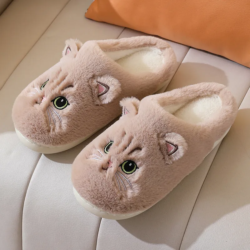 Cozy Autumn & Winter Cotton Slippers for Couples – Adorable Kitty Cartoon Design for Men & Women