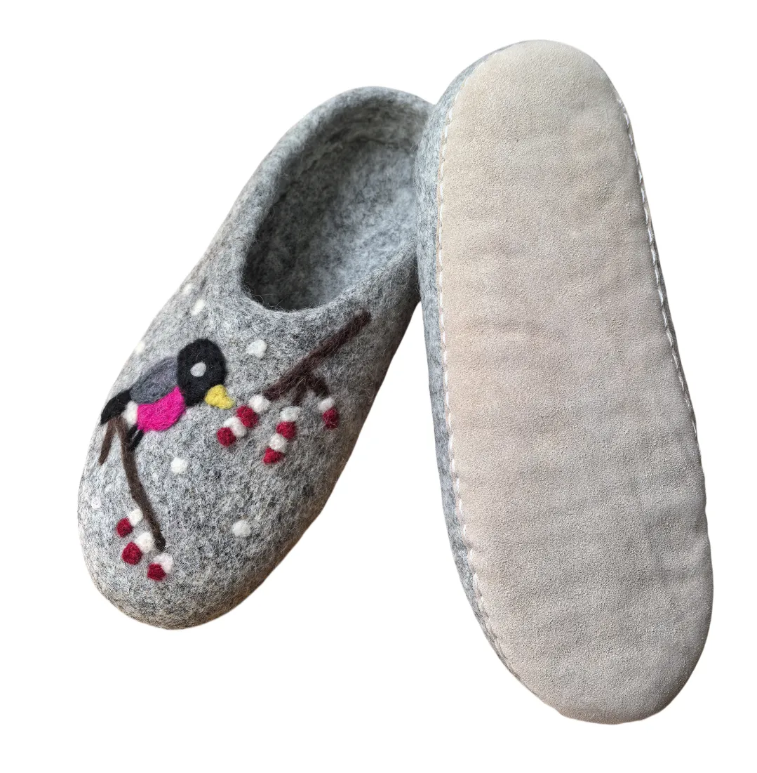 CrazycatZ Women Handmade Natural Wool Slippers indoor shoes Napal Slippers with leather sole