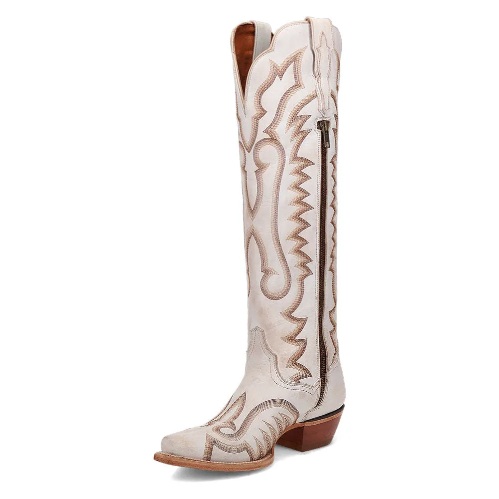 Dan Post Women's Western White Josie Tall Snip Toe Boots