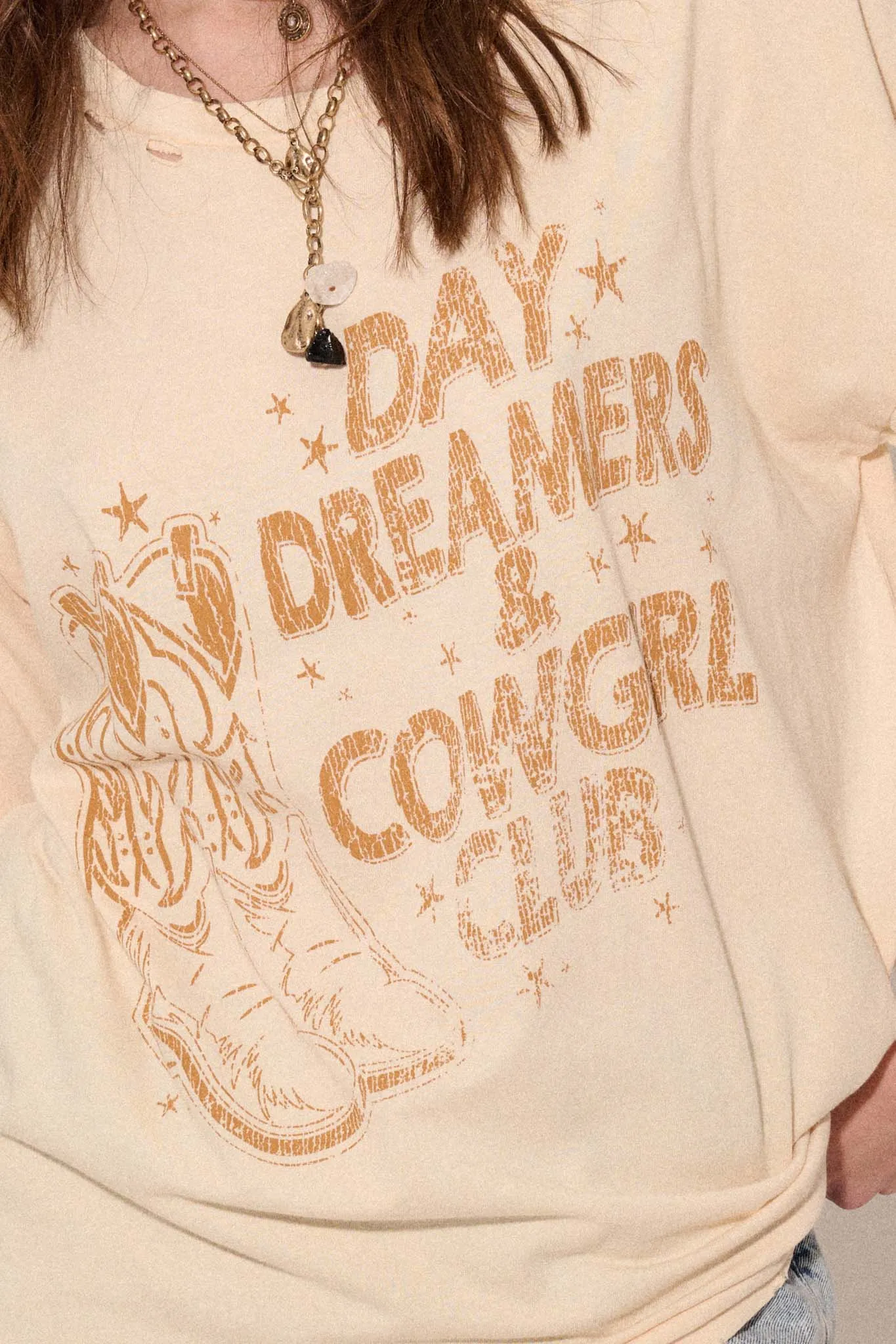 Day Dreamers & Cowgirl Club Distressed Graphic Tee