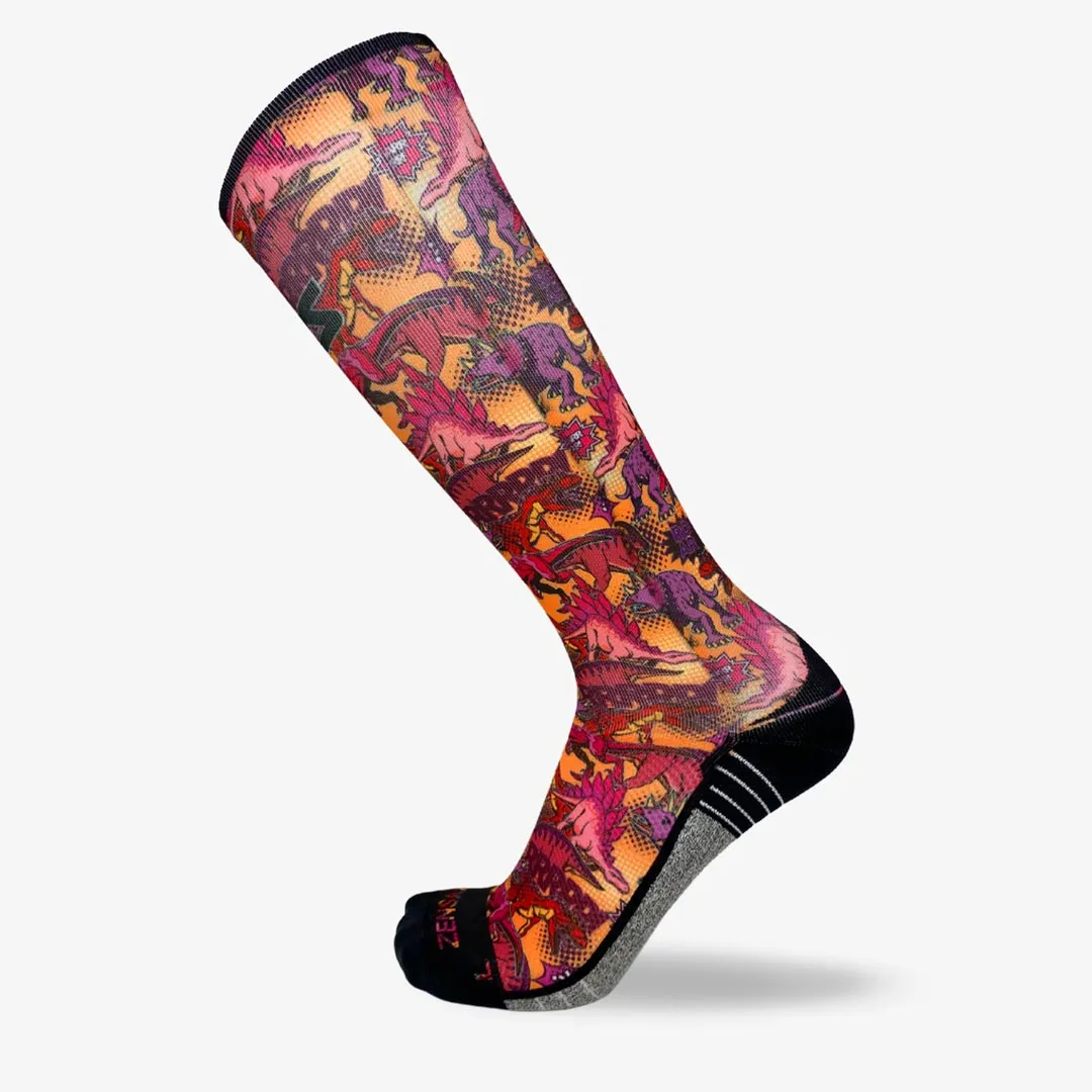 Dino Comic Compression Socks (Knee-High)