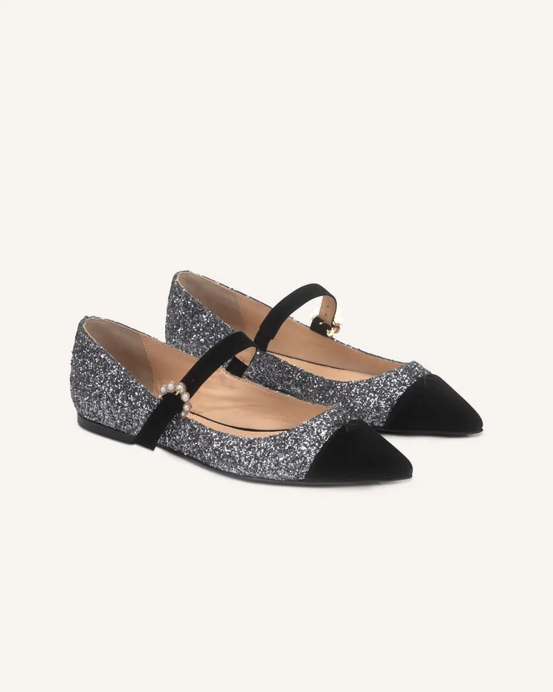 Eva Gunmetal Flats