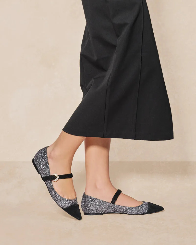 Eva Gunmetal Flats