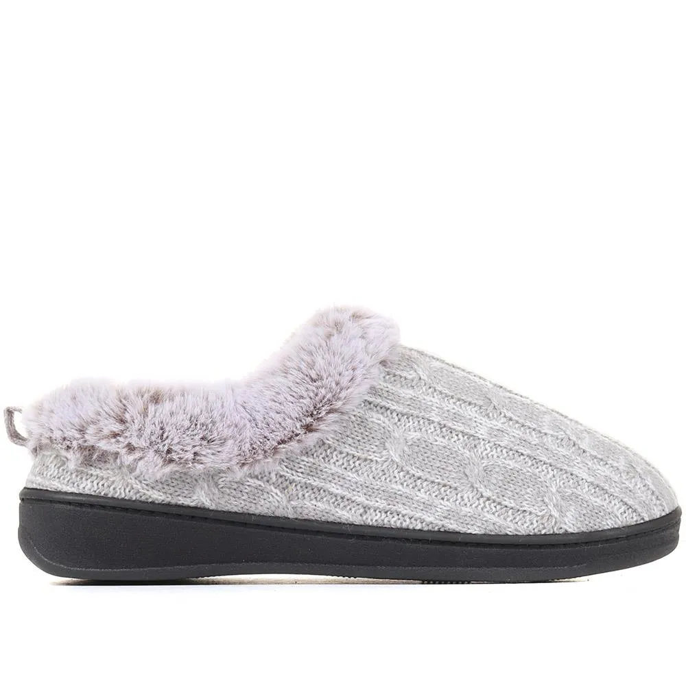 Faux-Fur Wide-Fit Slippers - QING36019 / 322 513