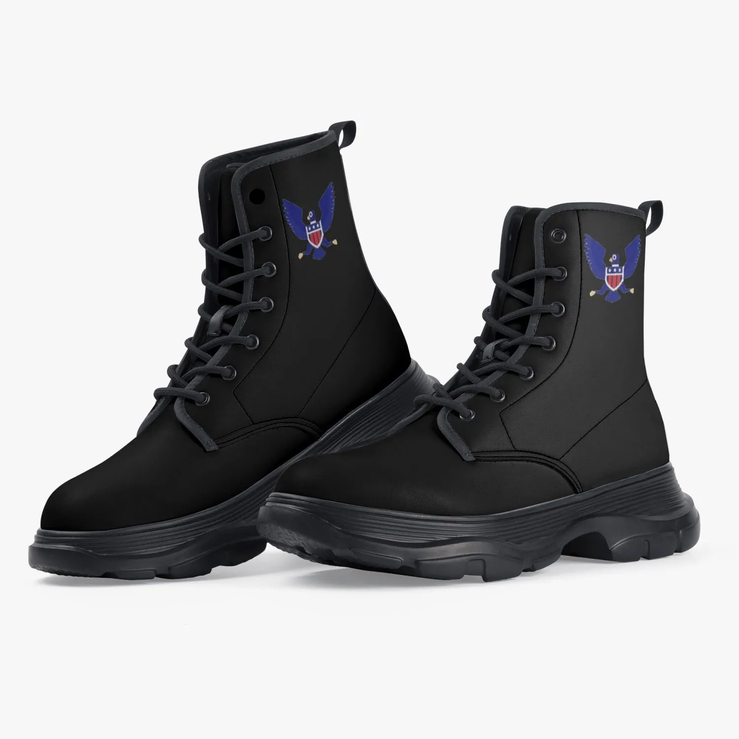 Freedom 1 Black Casual Leather Chunky Boots