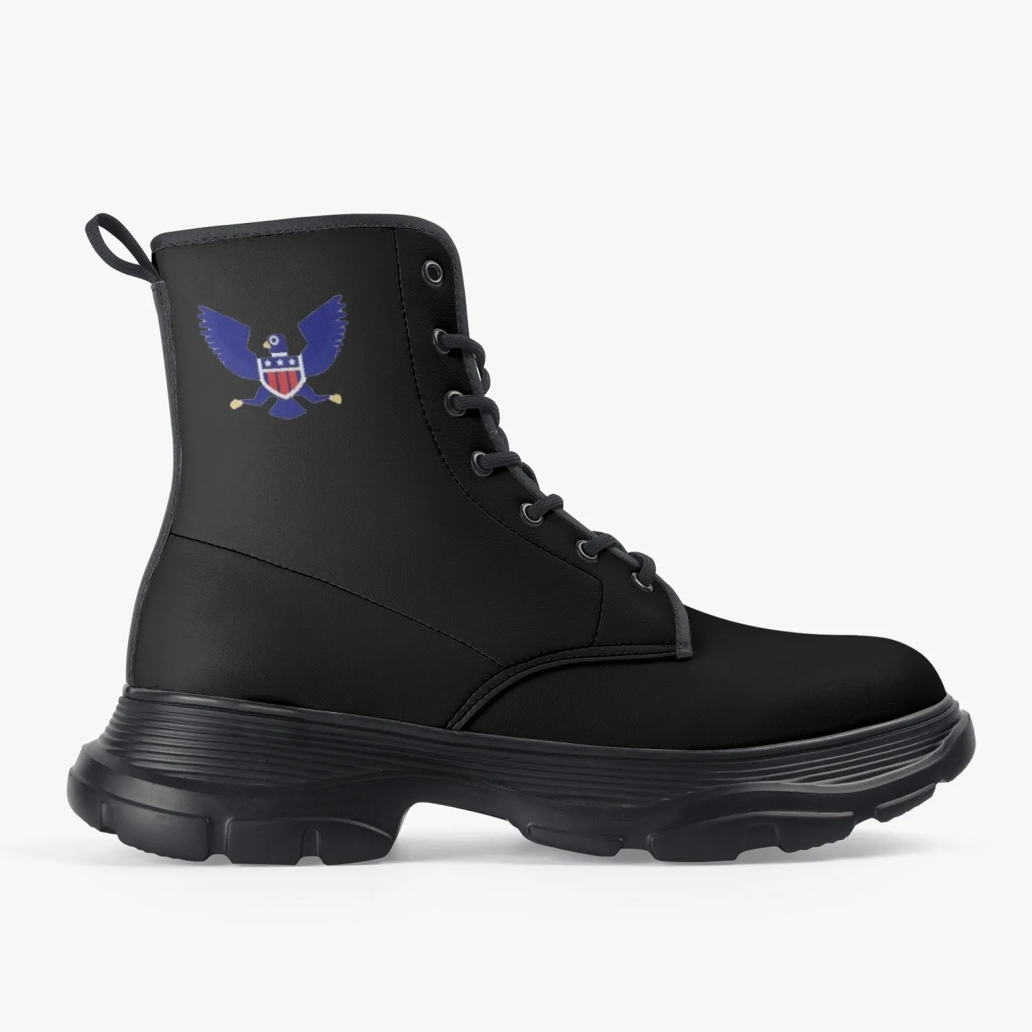 Freedom 1 Black Casual Leather Chunky Boots