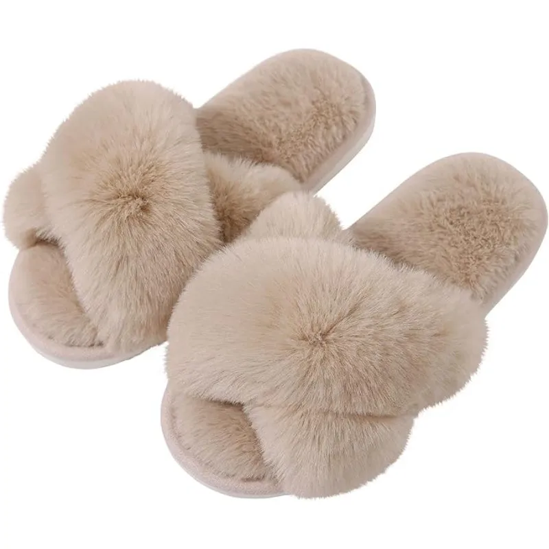 Fuzzy Foam Slippers With EVA Sole