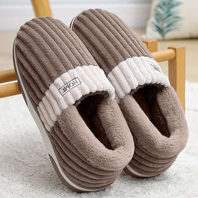 Groovywish Men Back Wrap Slippers Washable Winter Shoes