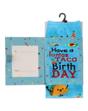 Have a FantasTACO Birthday Greeting Card Crew Socks