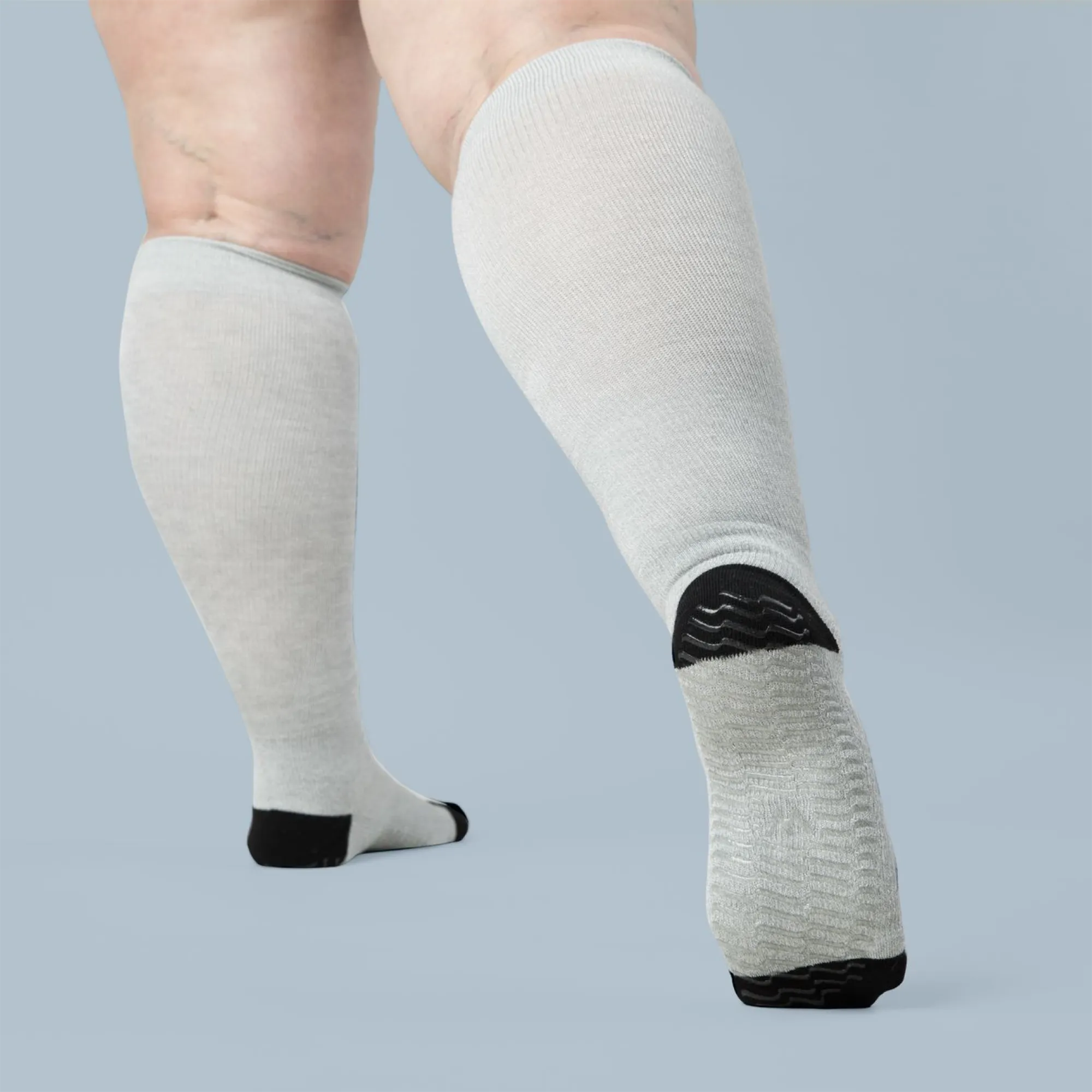 Heather Black - Grip Socks - Wide Calf - 5 Pack