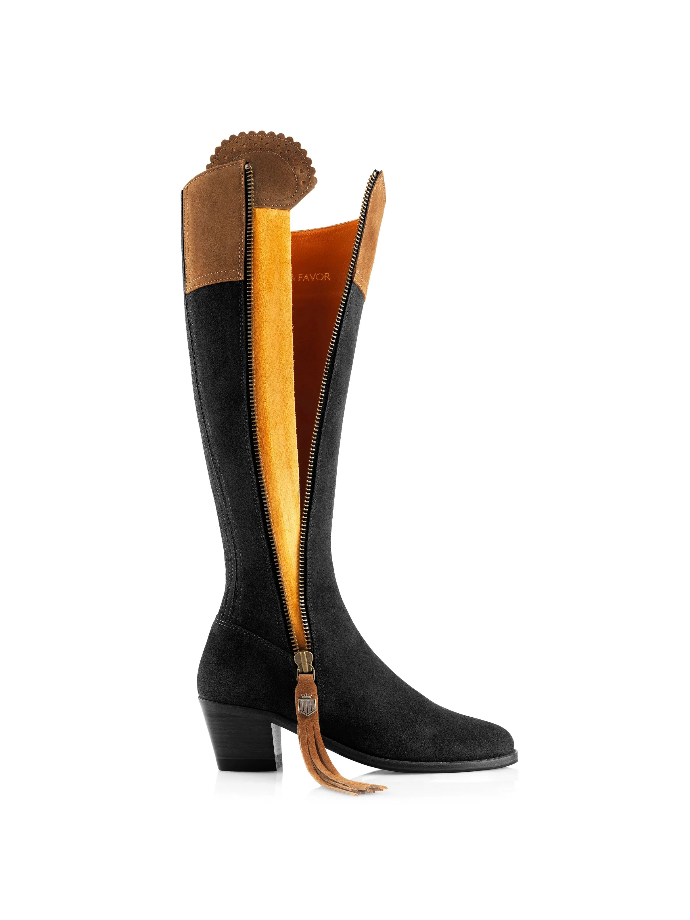 Heeled Regina (Narrow Fit) - Tan & Black Suede