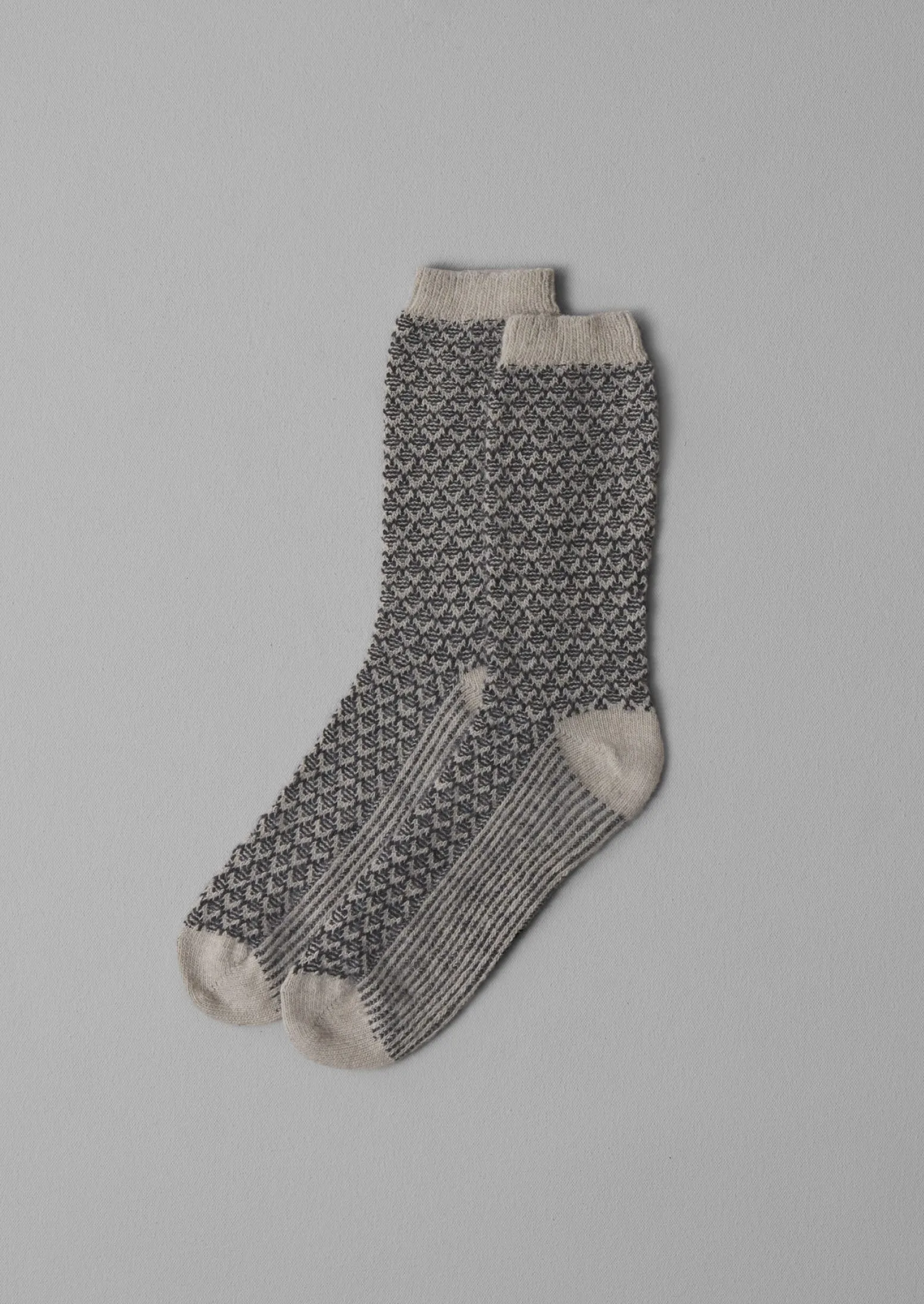 Sure! Here’s an optimized title for your product:

Cozy Honeycomb Stitch Wool Socks in Putty and Kohl - Perfect for Warmth and Style