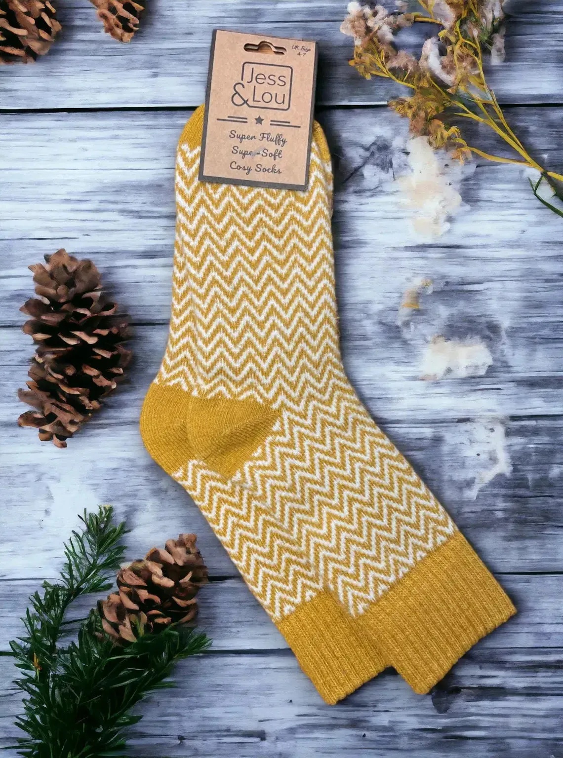 Jess & Lou - Hazy Herringbone Ribbed Cosy Socks