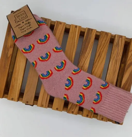 Cozy Rainbow Ribbed Socks for Women by Jess & Lou