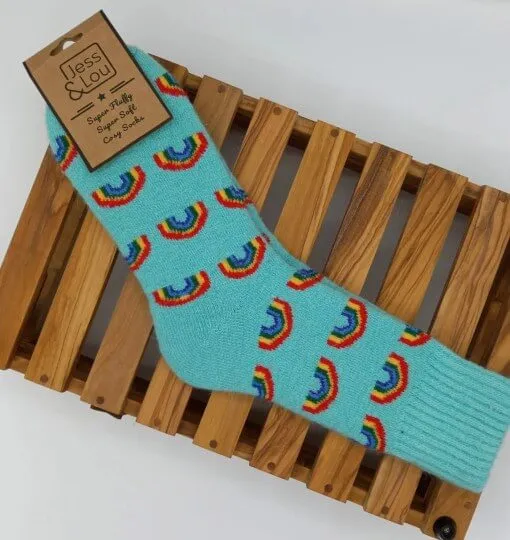 Cozy Rainbow Ribbed Socks for Women by Jess & Lou