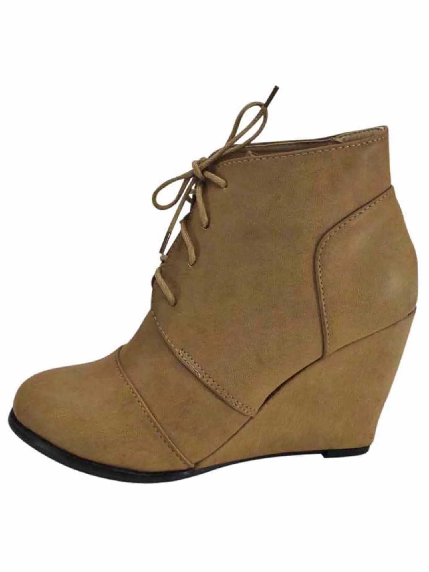 Lace-Up Wedge Heel Ankle Booties For Women