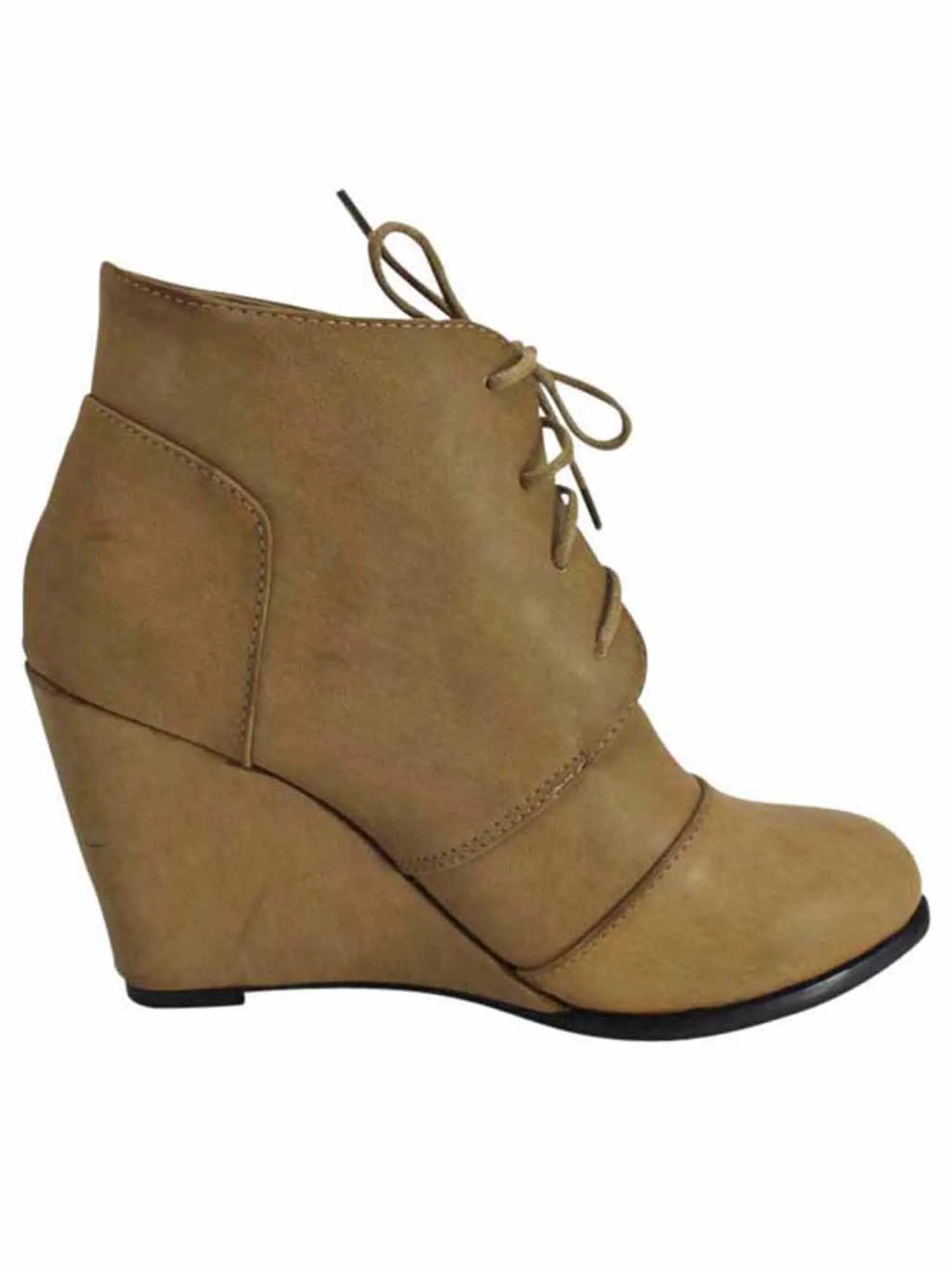 Lace-Up Wedge Heel Ankle Booties For Women