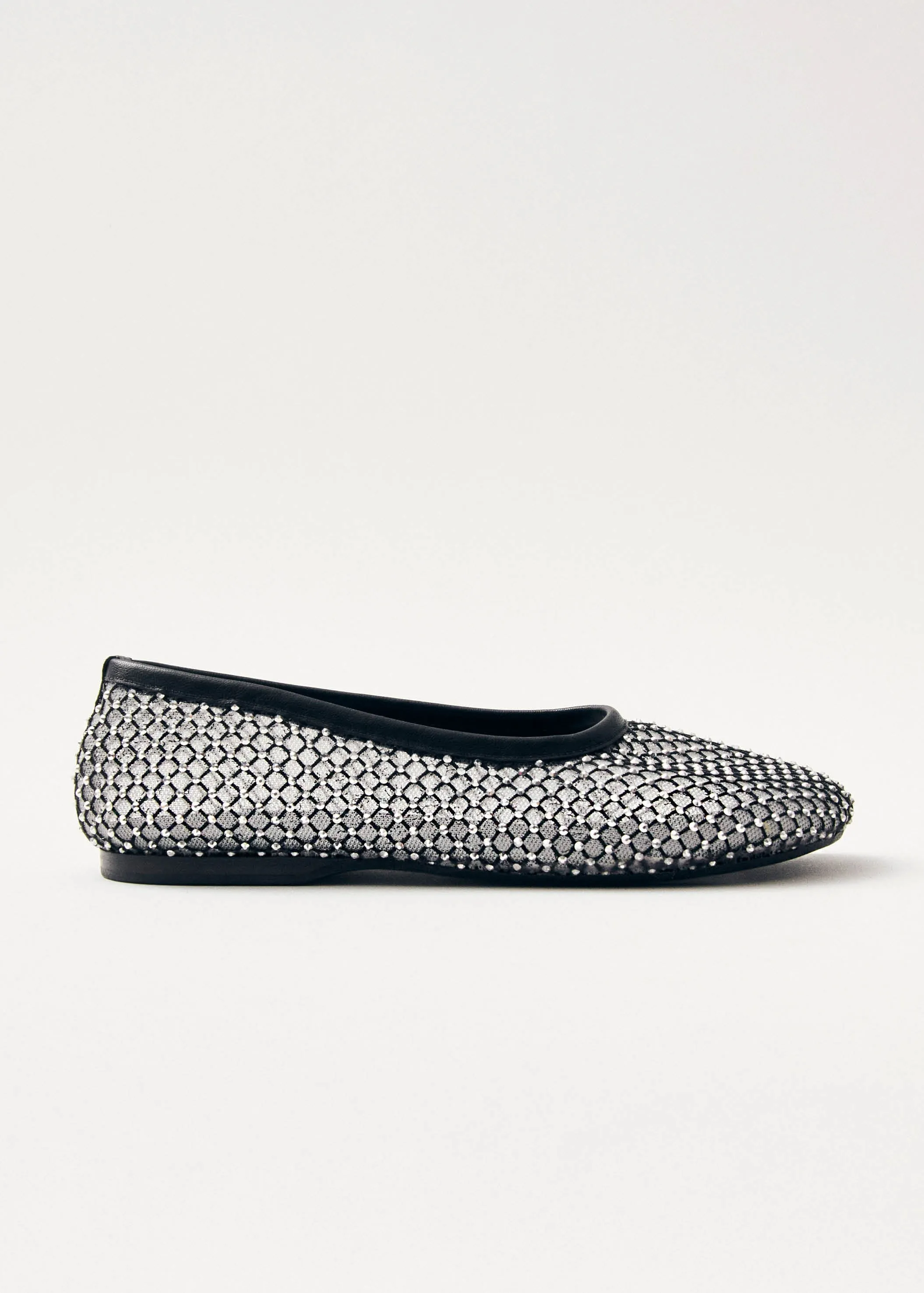 Lorain Mesh Glow Black Leather Ballet Flats