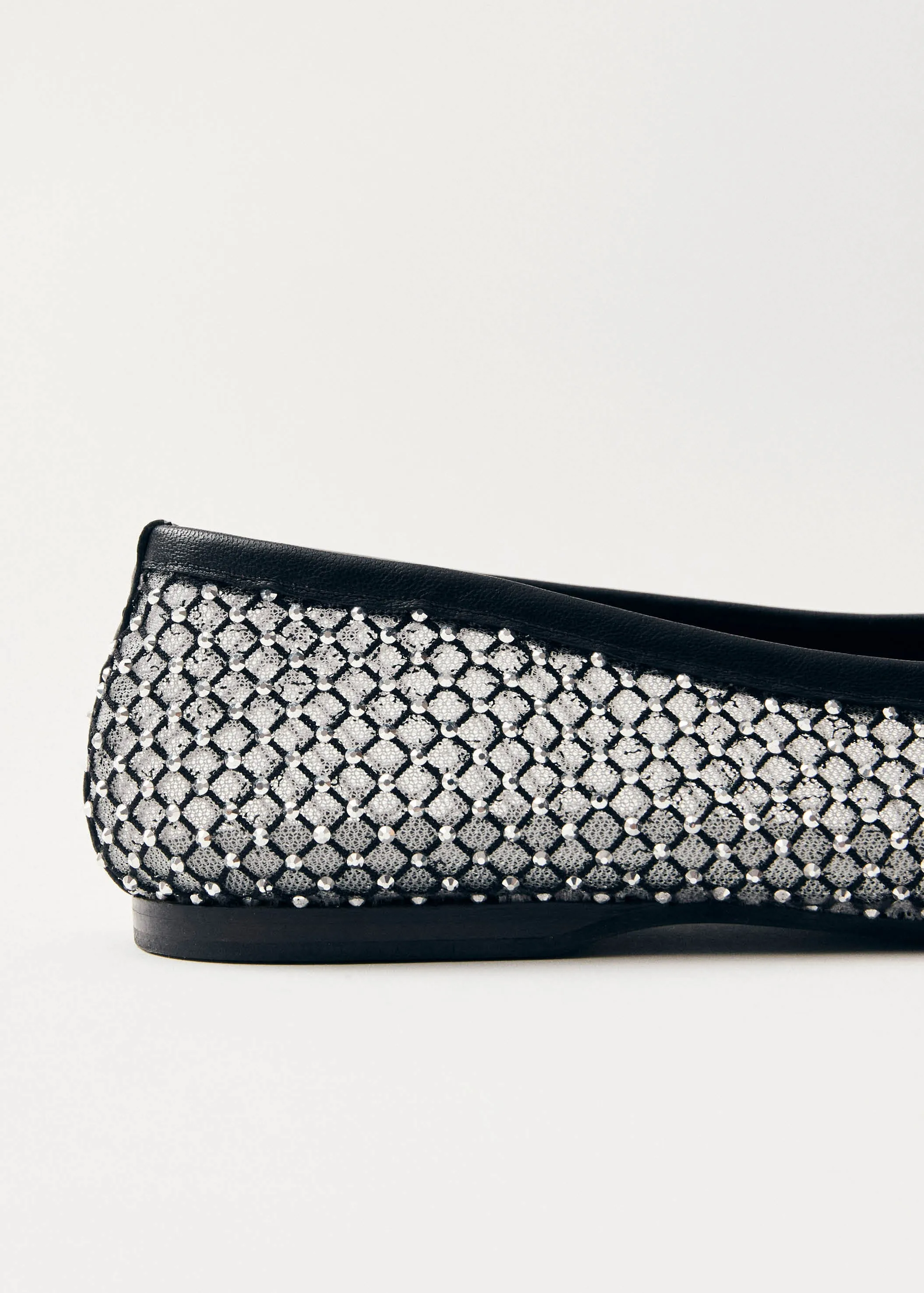 Lorain Mesh Glow Black Leather Ballet Flats