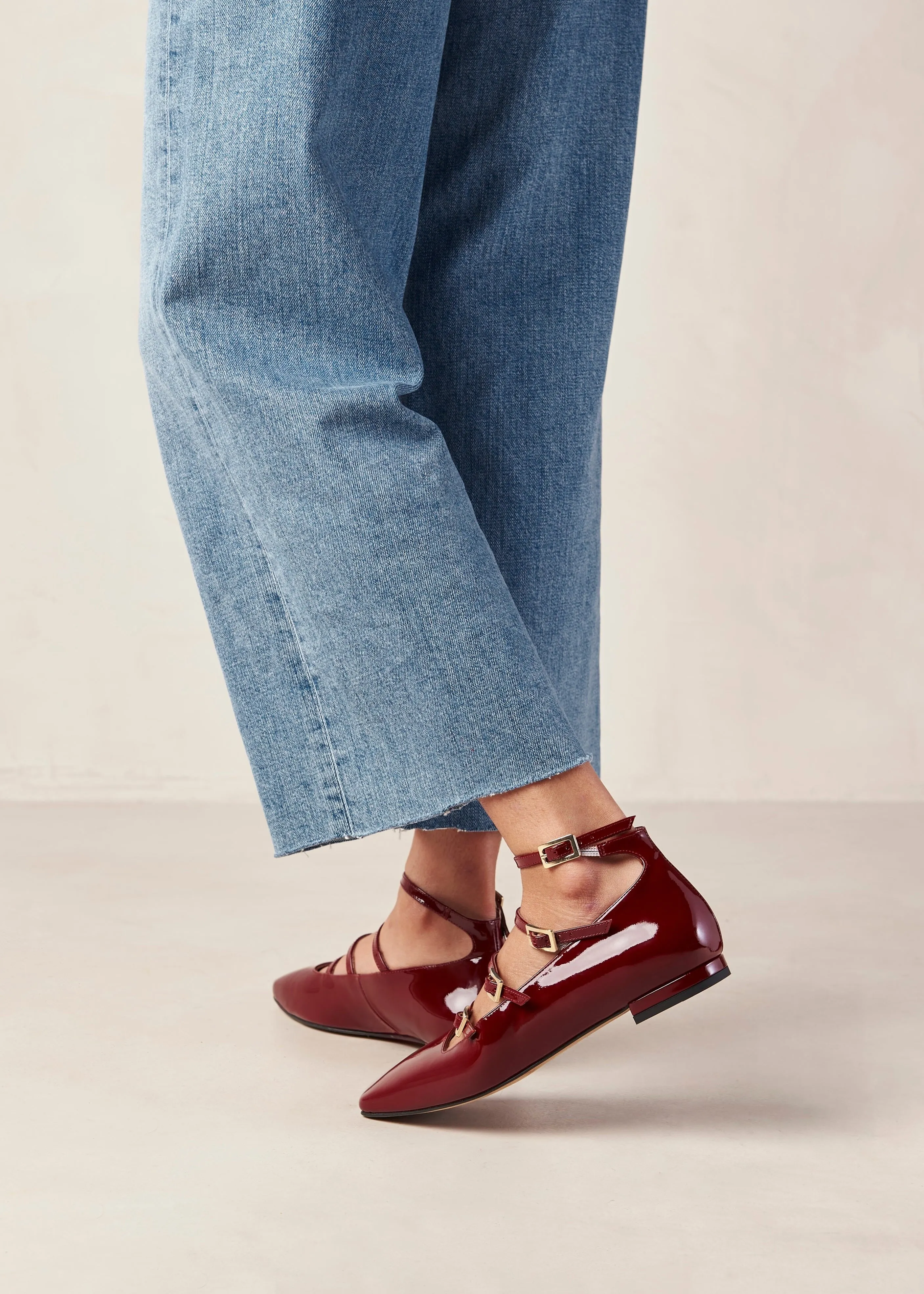 Luke Onix Wine Burgundy Leather Ballet Flats