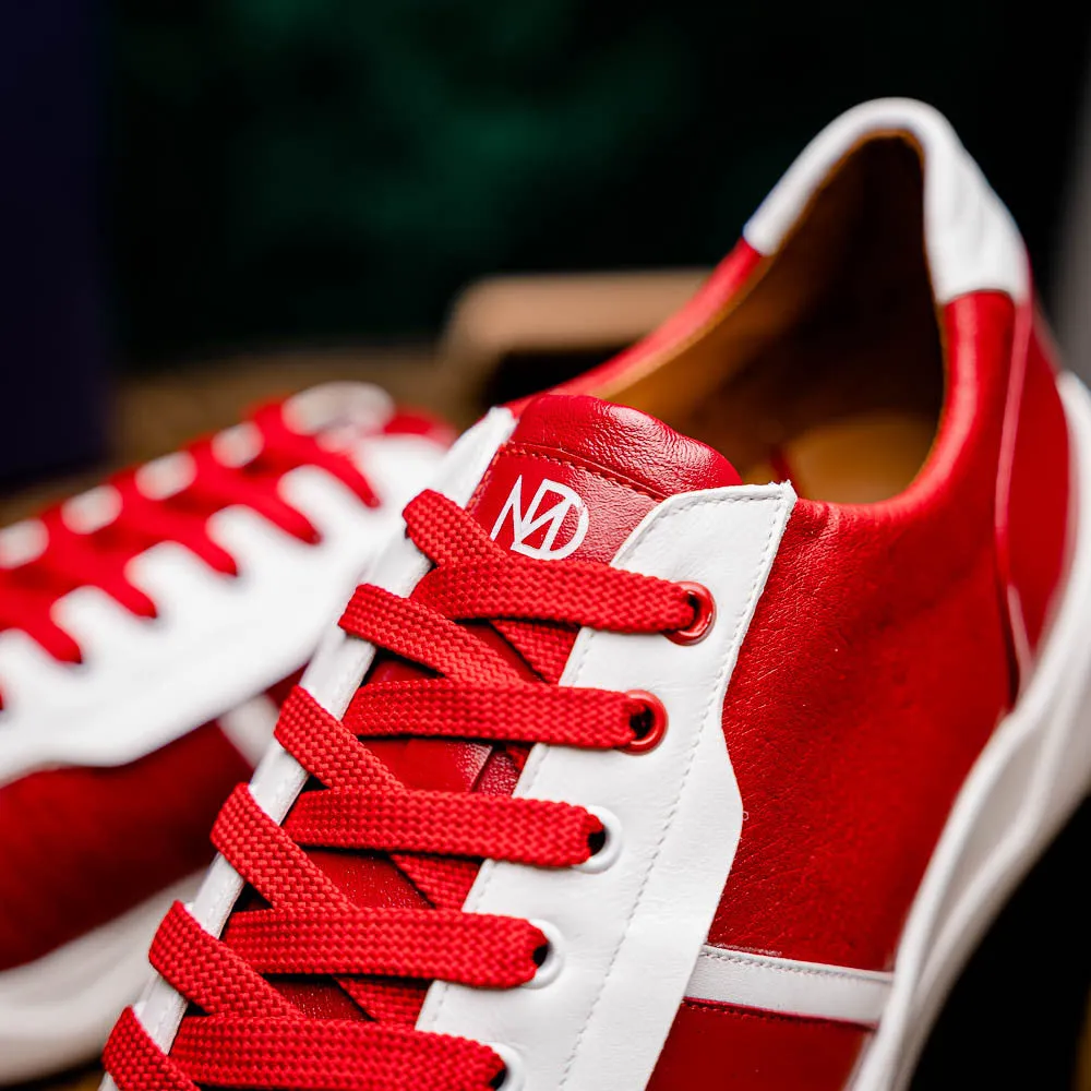 Marco Di Milano LYON II Ostrich and Calfskin Red/White Sneakers