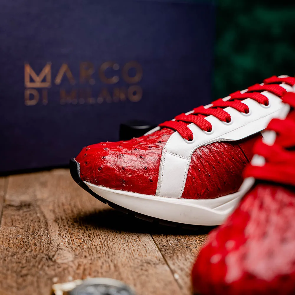 Marco Di Milano LYON II Ostrich and Calfskin Red/White Sneakers