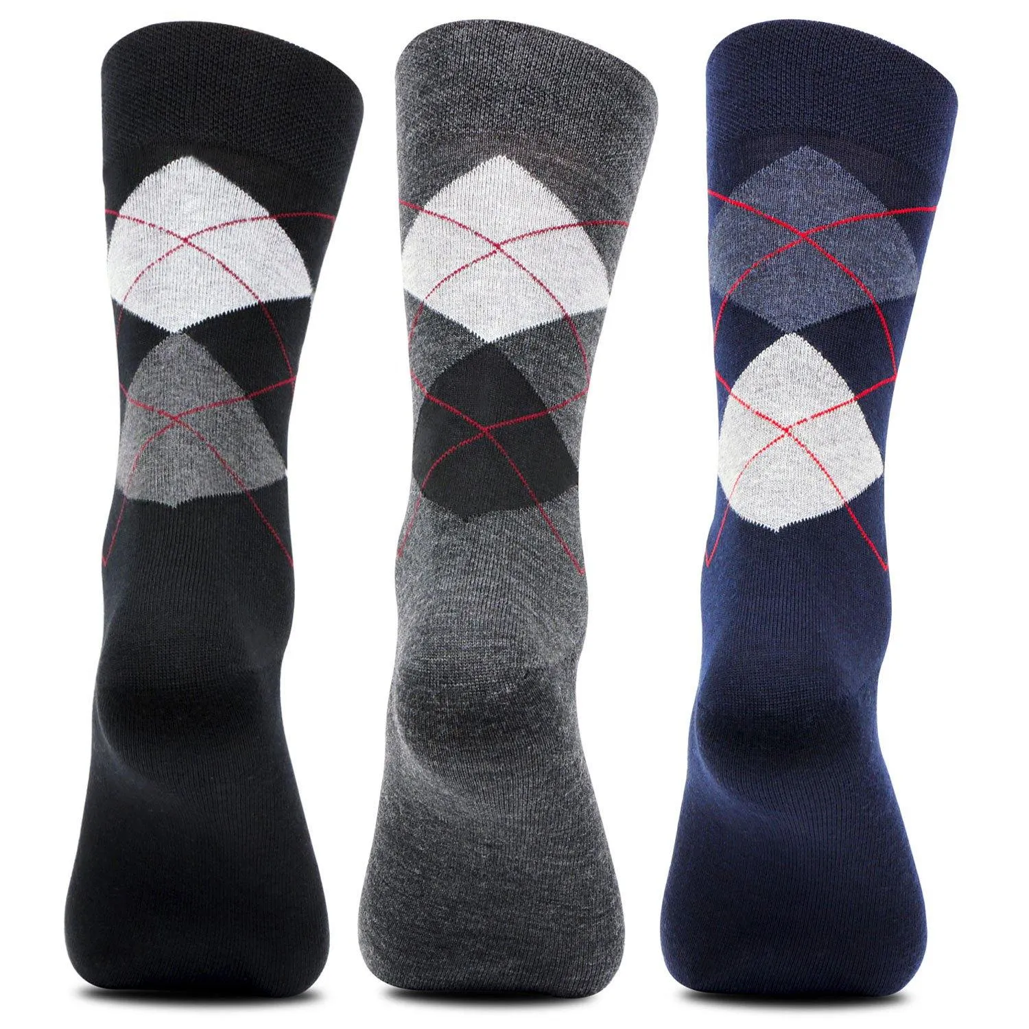 Men Classic Argyle Multicolored Woolen Socks- Pack of 3