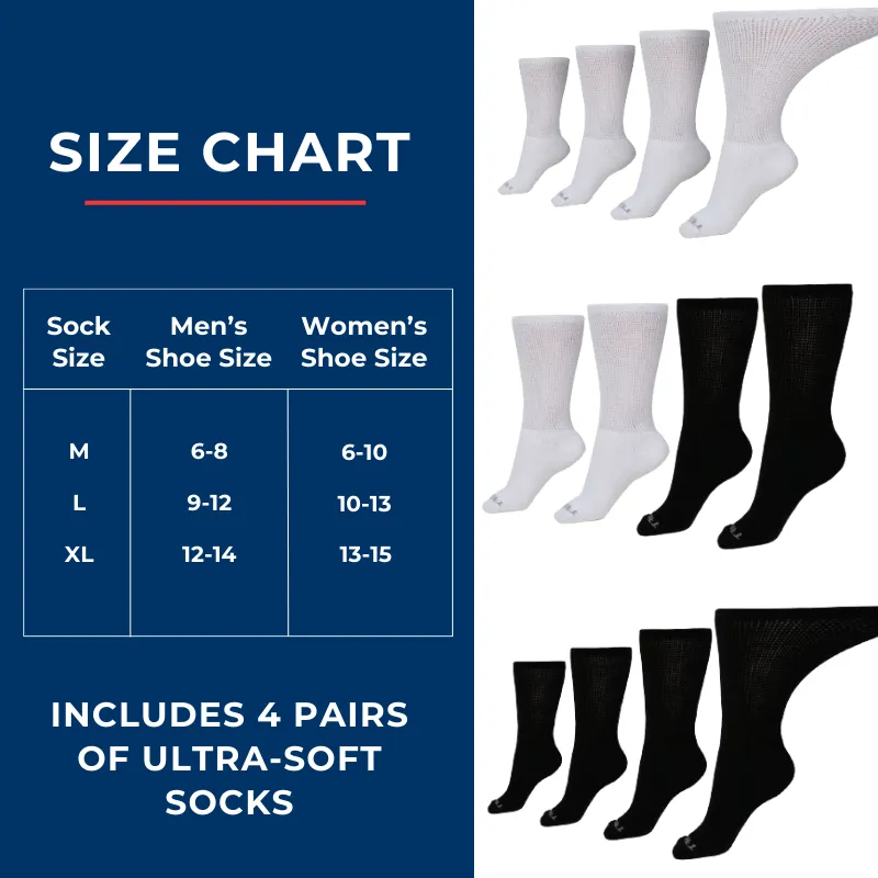 Men's Ultra-Soft Upper Calf Diabetic Socks (4 Pair)