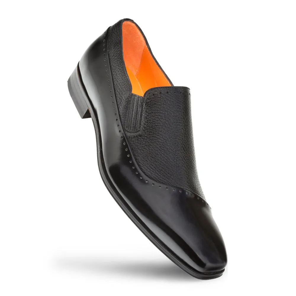 Mezlan Deerskin & Calfskin Slip-On Shoe Black